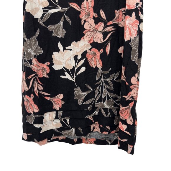 Nicole Miller Womens Black Floral V-Neck Short Sleeve Linen Blend Tunic Dress XL - Picture 8 of 11